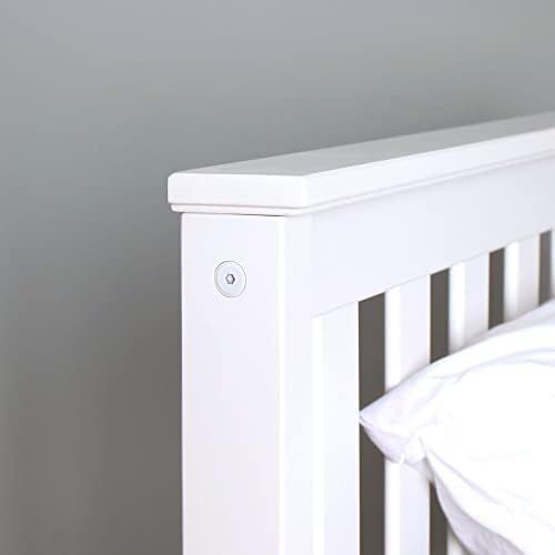 Plank+Beam Solid Wood Full Bed Frame, Platform Bed with Headboard, White