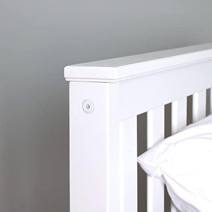 Plank+Beam Solid Wood Full Bed Frame, Platform Bed with Headboard, White