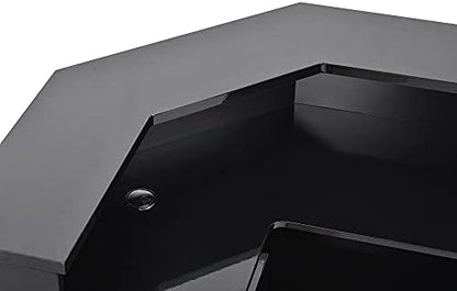Dir Reception Area Counter, Receptionist Desk, Lobby Check-in Desk with LED Lights Valencia, Black