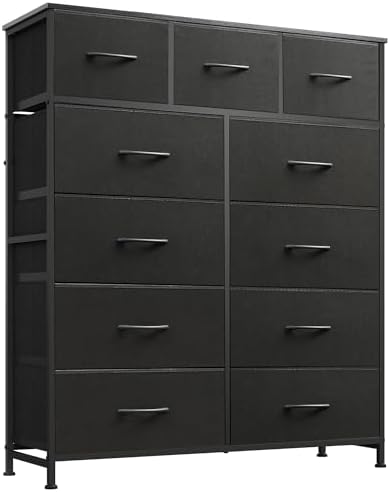 WLIVE Tall Dresser for Bedroom, 11 Drawer Chest of Drawers, Charcoal Black