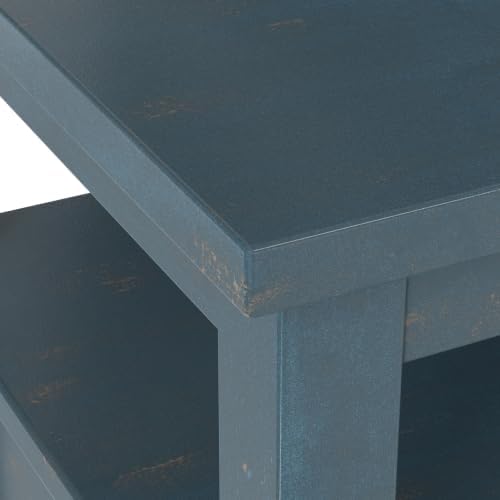 SIMPLIHOME Warm Shaker 20" Wide Solid Wood Square End Table in Coastal Blue