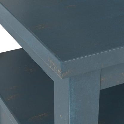 SIMPLIHOME Warm Shaker 20" Wide Solid Wood Square End Table in Coastal Blue