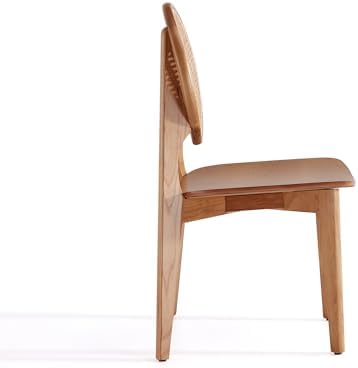 Manhattan Comfort Versailles Rattan Dining Chair, Wicker Round Backrest with Solid Ash Wood Frame, Mid Century Modern Fully Assembled Chairs, Set of 2, Natural