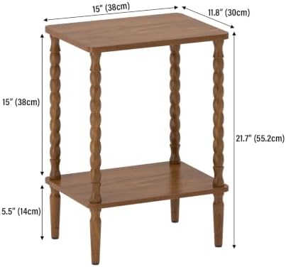 TUTOTAK Small End Table with Solid Wood Legs, Side Table Set of 2