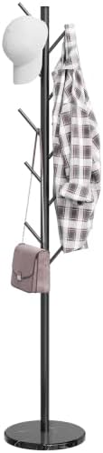 Coat Rack Freestanding, Metal Coat Rack with Natural Marble Base