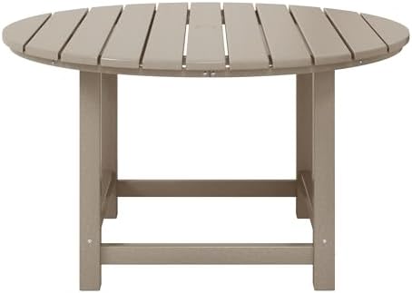 WestinTrends Malibu Kids Outdoor Patio Furniture HDPE 38" Wide Round Dining Table, Weathered Wood