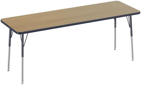 FDP 24" x 72" Rectangle Table with Swivel Glide Legs - Pasadena Oak/Navy