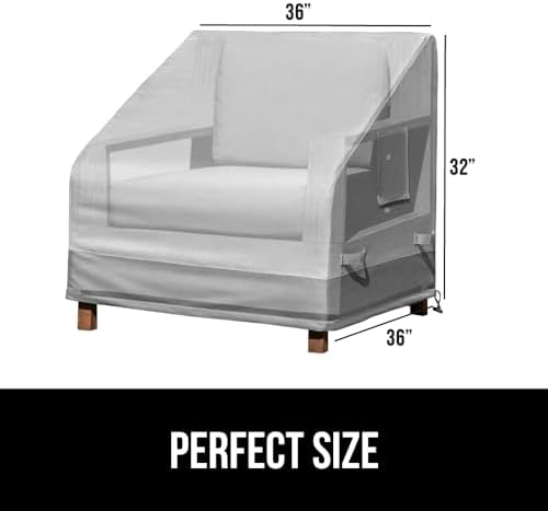 GORILLA GRIP Waterproof Outdoor Patio Chair Cover, 2 Pack, 36 Inch, Silver