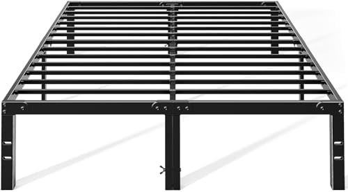 OLIXIS King Size Metal Platform Bed Frame - 14in High Heavy Duty Mattress Foundation with Storage Space, No Box Spring Needed, Sturdy Steel Slat Support, Easy Assembly, Black