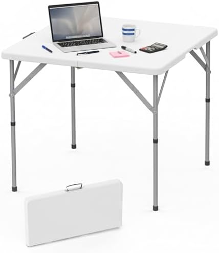 34'' Square Folding Card Table, Dining Table with Handle and Safety Lock