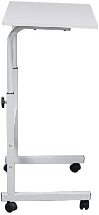 Adjustable Standing Desk Removable Rolling Desk for Home Office, 31.5" Large Portable Side Table, Height Adjustable, White