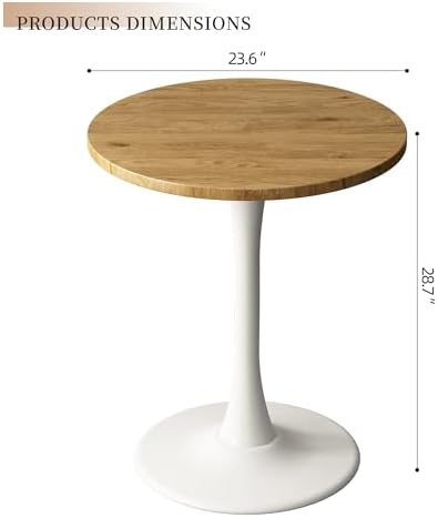 Round Dining Table 24" Circle Tulip Table for 2 People,Oak