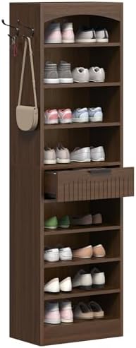 Set of 2 Freestanding Tall Shoe Storage Cabinet for Entryway
