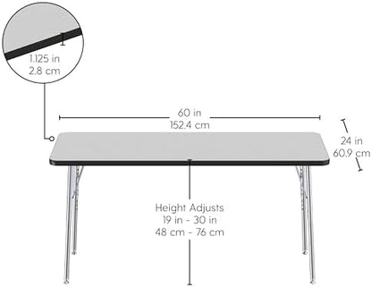 FDP 24" x 60" Rectangle Table with Swivel Glide Legs - Gray/Black/Silver