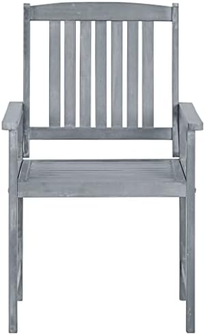 Garden Chair Set of 8 Grey Solid Acacia Wood Medium Durable,Solid Acacia Wood Garden Chair Set Stylish & Durable Outdoor Furniture for, Patio or Terrace Outdoor Furniture