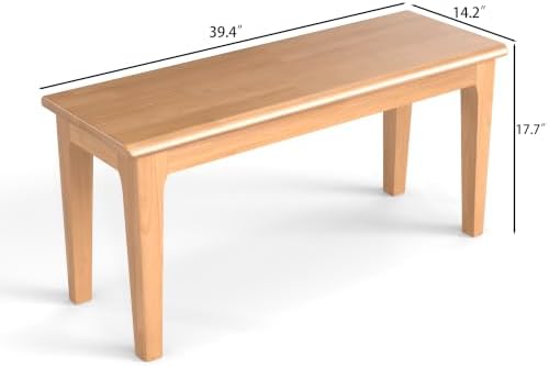 Dining Bench 39.4" Solid Oak Wooden Bed End＆Entryway Bench for Living Room Bedroom Kitchen(Nature)