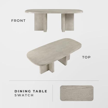 Lexicon 82" W Modern Rectangular Wood Dining Table for 4 to 6, Light Gray
