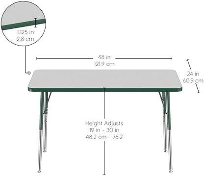 FDP 24" x 48" Rectangle Table with Swivel Glide Legs - Gray/Green