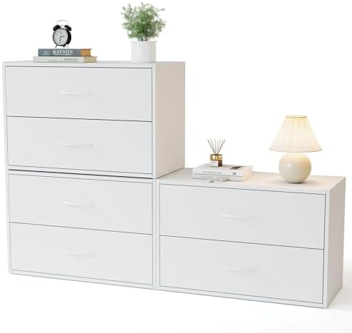 PrimeZone 2 Wood Drawers Closet Dresser Storage Organizer Stackable 3 Packs