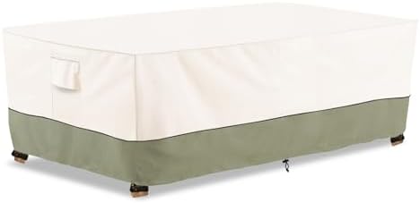 Bitubi Waterproof Patio Coffee Table Cover, Rectangular Outdoor Small Side Table Cover - Fits up to 42L x 26W x 16H inches, Beige