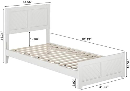AFI, Berkshire Twin XL Solid Wood Low Profile Platform Bed with Matching Footboard, White