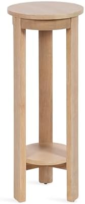 Kate and Laurel Foxford Modern Tiered Round Drink Table, 12 x 12 x 30, Light Natural, Transitional Two-Tier Circle Plant Stand for Use as Living Room Pedestal Table or Small Bedroom Nightstand