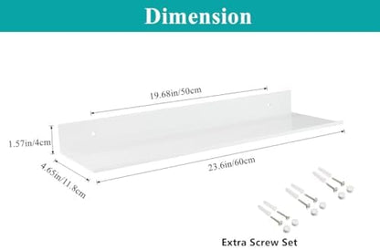 Z metnal White Floating Shelves, Wall Shelf, Metal Square Shelf for Display Collection, Aluminum, Wall Mounted, White, 24 inch, Set of 2