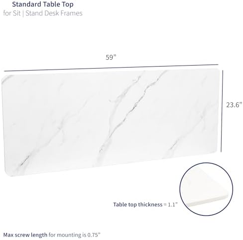 VIVO 60" x 24" White Marble Solid 1-Piece Table Top