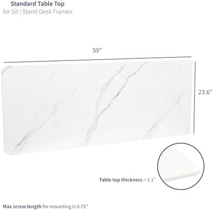 VIVO 60" x 24" White Marble Solid 1-Piece Table Top