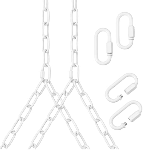 2 Pack Porch Swing Hanging Chain Kit, 1500 Lbs, 7.1ft Max, White