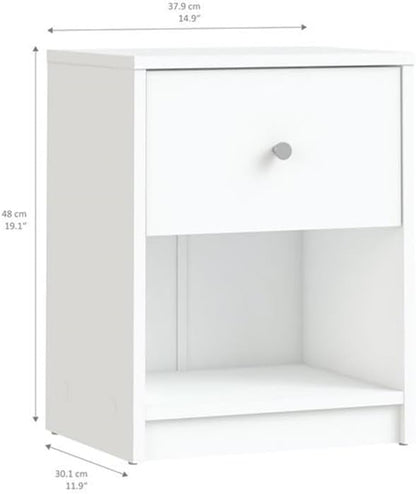 Home Square 3 Piece Bedroom Set with 6-Drawer Double Dresser and Two of 1-Drawer Nightstand in White