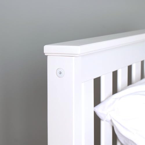 Plank+Beam Solid Wood Twin Bed Frame, Platform Bed with Headboard, White