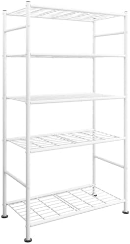 Storage Shelves - 5 Tier Shelf Organizer, Heavy Duty Garage Shelving Unit with Leveling Feet, Stable Metal Shelves Organizer for Pantry, Kitchen and Closet, 33.0" W x 12.6" D x 72.0" H, White
