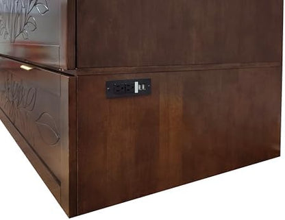 Mega Solutions Botanica Murphy Cabinet Chest Bed with Charging Station 8 Inch (Wenge, Queen)