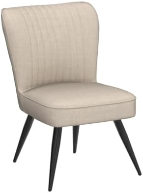 Alunaune Accent Chair Set of 2 Upholstered Living Room Chairs Modern Bedroom Furniture Sets Armless Slipper Club Chair Guest Reception Couch Comfy Wingback Single Sofa-Ivory