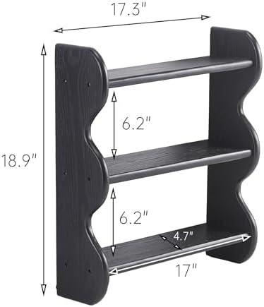 100% Solid Wood Floating Shelf, Vintage Wall Shelves Wall Mounted Storage Rack 3-Tier, Farmhouse Decor Hanging Shelf Display Shelves for Apartment, Living Room and Bedroom
