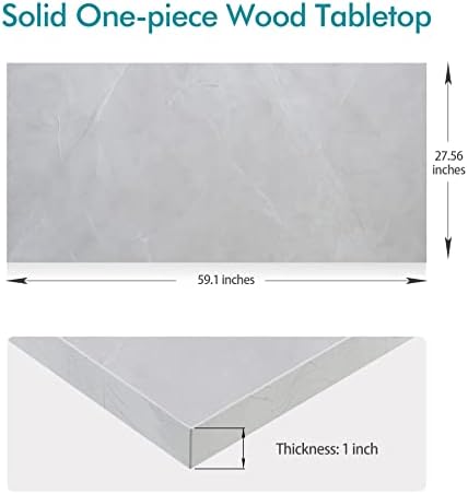 Kaboon 60x28 inches Tabletop, Solid One-Piece Desktop for Sit Stand Desk, Double Desks, L Desk DIY,Wood Countertop Home or Commercial Use,1 inch Thick, White Rock, 27.56" D x 59.1" W