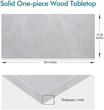 Kaboon 60x28 inches Tabletop, Solid One-Piece Desktop for Sit Stand Desk, Double Desks, L Desk DIY,Wood Countertop Home or Commercial Use,1 inch Thick, White Rock, 27.56" D x 59.1" W