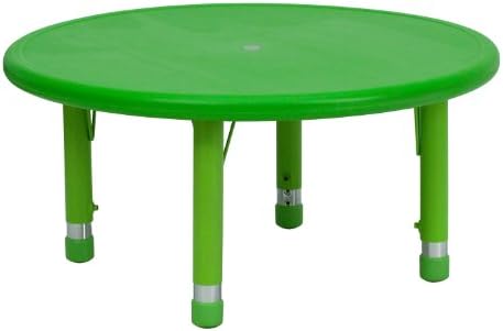 EMMA + OLIVER Green 33" Round Adjustable Height Activity Table