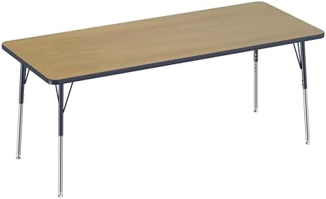 FDP 30" x 72" Rectangle Table with Swivel Glide Legs - Pasadena Oak/Navy
