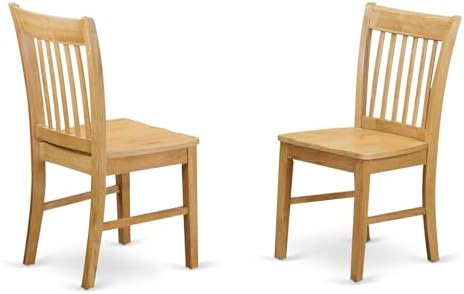 East West Furniture NFC-OAK-W Norfolk Dining Chairs - Slat Back Wooden Seat Chairs, Set of 2, Oak