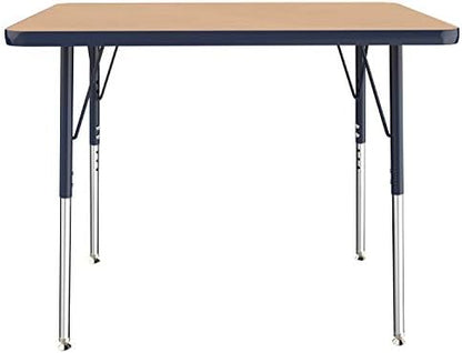 FDP 24" x 36" Rectangle Table with Swivel Glide Legs - Maple/Navy