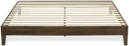 East West Furniture NVP-22-K King Size Platform Bed Frame with 4 Hardwood Legs and 2 Extra Center Legs - Walnut Finish