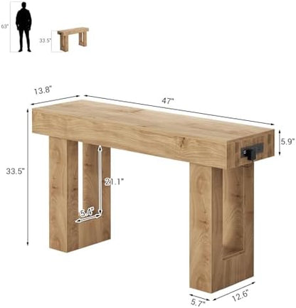 Unikito 47" Entryway Table with Sensor Light & AC Outlets with USB-C Ports