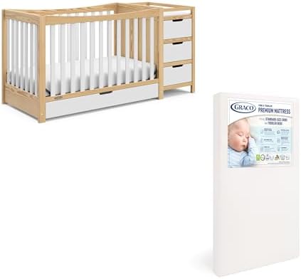 Graco Remi 4-in-1 Convertible Crib & Changer, White & Natural