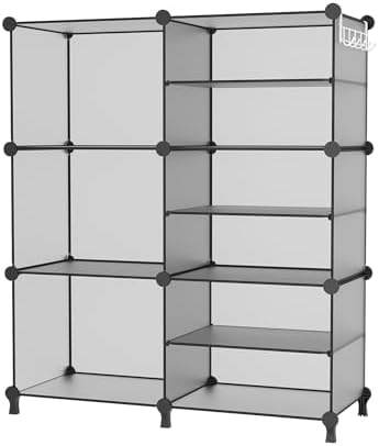 AWTATOS 6 Cube Closet Organizer Storage Shelves, Grey