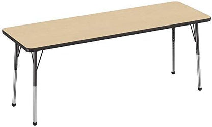 FDP 24" x 72" Rectangle Table with Ball Glide Legs - Maple/Black