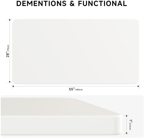 BIZUM Whole-Piece Particle Board Table Top Wood Countertop for Standing Desk DIY, 55x28x1 Inch White Desk Top
