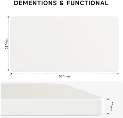 BIZUM Whole-Piece Particle Board Table Top Wood Countertop for Standing Desk DIY, 55x28x1 Inch White Desk Top