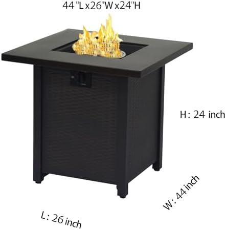 Fire Pit Cover-44"L x 26"W x 24"H,Waterproof Patio Outdoor Cover,600D Heavy Duty Fabric with PVC Coating,Weather Resistant,Fit for Table Propane Gas Firepit
